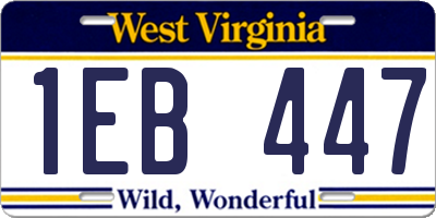 WV license plate 1EB447
