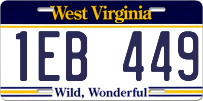 WV license plate 1EB449