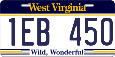 WV license plate 1EB450