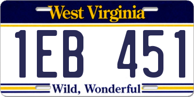 WV license plate 1EB451