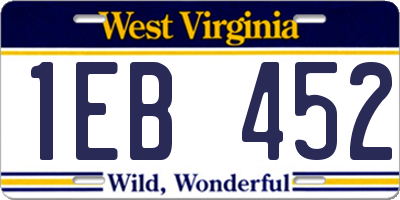 WV license plate 1EB452