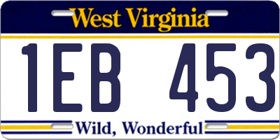 WV license plate 1EB453