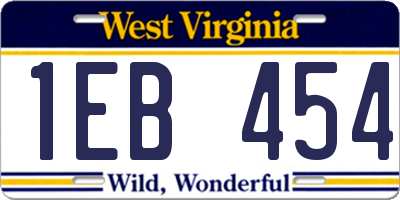 WV license plate 1EB454