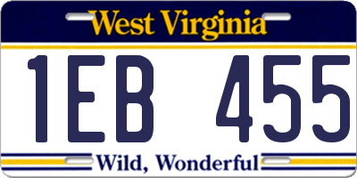WV license plate 1EB455