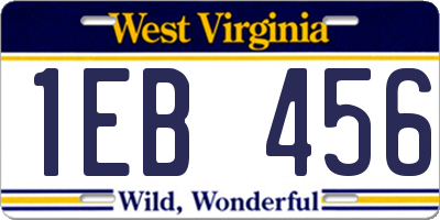 WV license plate 1EB456