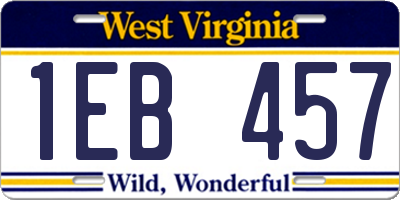 WV license plate 1EB457