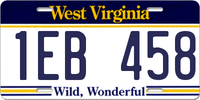 WV license plate 1EB458
