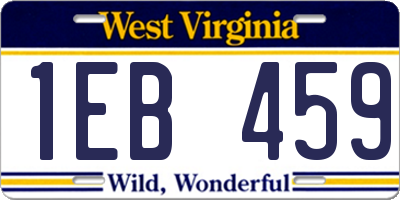WV license plate 1EB459