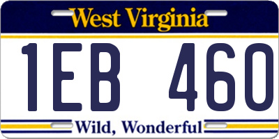 WV license plate 1EB460