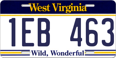 WV license plate 1EB463