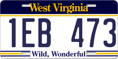 WV license plate 1EB473