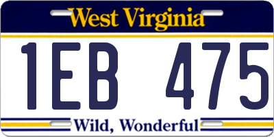 WV license plate 1EB475