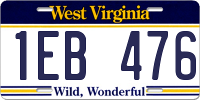 WV license plate 1EB476