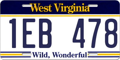 WV license plate 1EB478
