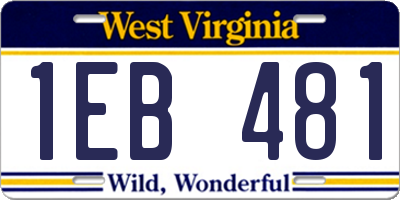 WV license plate 1EB481