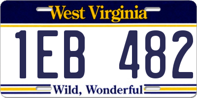 WV license plate 1EB482