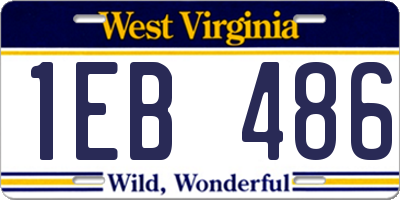 WV license plate 1EB486