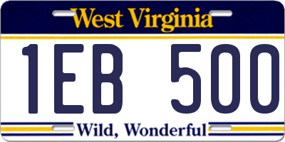 WV license plate 1EB500