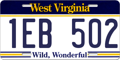 WV license plate 1EB502