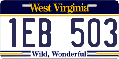 WV license plate 1EB503