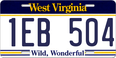 WV license plate 1EB504