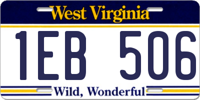 WV license plate 1EB506