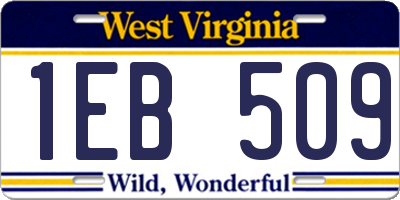 WV license plate 1EB509