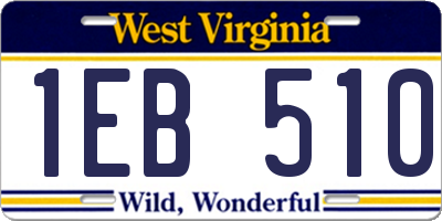 WV license plate 1EB510