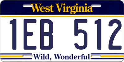 WV license plate 1EB512
