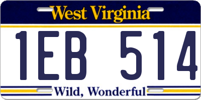WV license plate 1EB514
