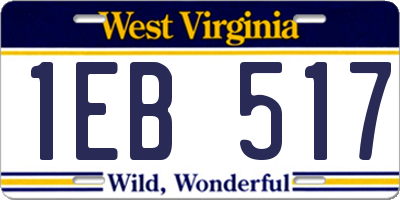 WV license plate 1EB517