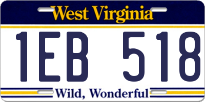 WV license plate 1EB518