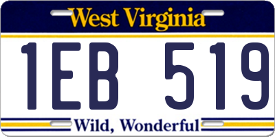 WV license plate 1EB519