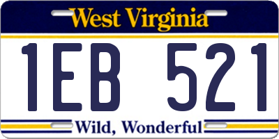 WV license plate 1EB521