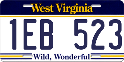 WV license plate 1EB523
