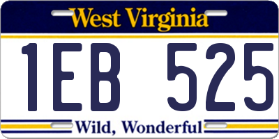 WV license plate 1EB525