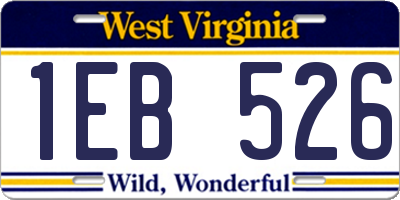 WV license plate 1EB526