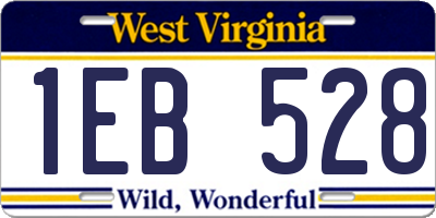 WV license plate 1EB528