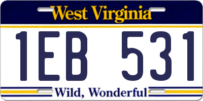 WV license plate 1EB531