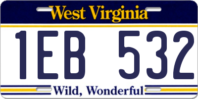 WV license plate 1EB532