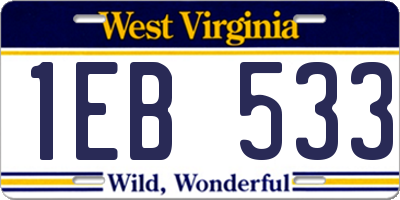 WV license plate 1EB533