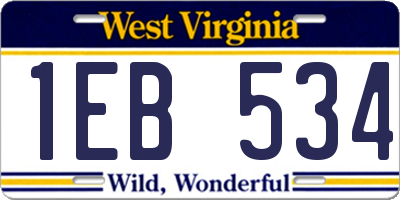 WV license plate 1EB534