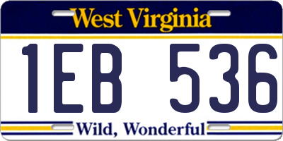 WV license plate 1EB536