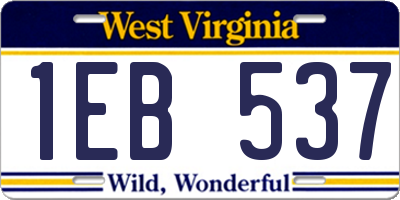 WV license plate 1EB537