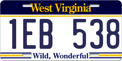 WV license plate 1EB538