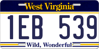 WV license plate 1EB539