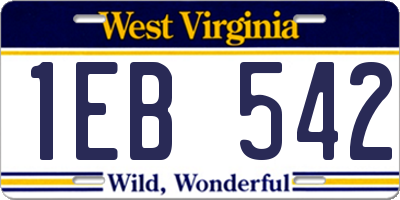 WV license plate 1EB542