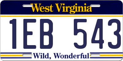 WV license plate 1EB543
