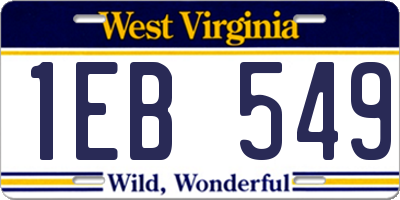 WV license plate 1EB549