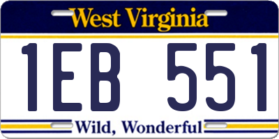WV license plate 1EB551